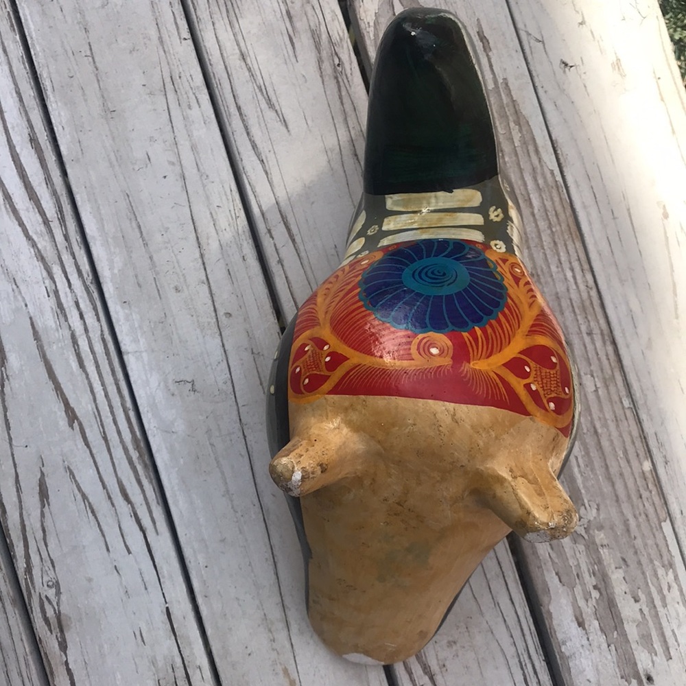 Vintage Tonala Mexican Folk Art Pottery Eclectic Boho Style Hand-painted Toucan. - Picture 9 of 10
